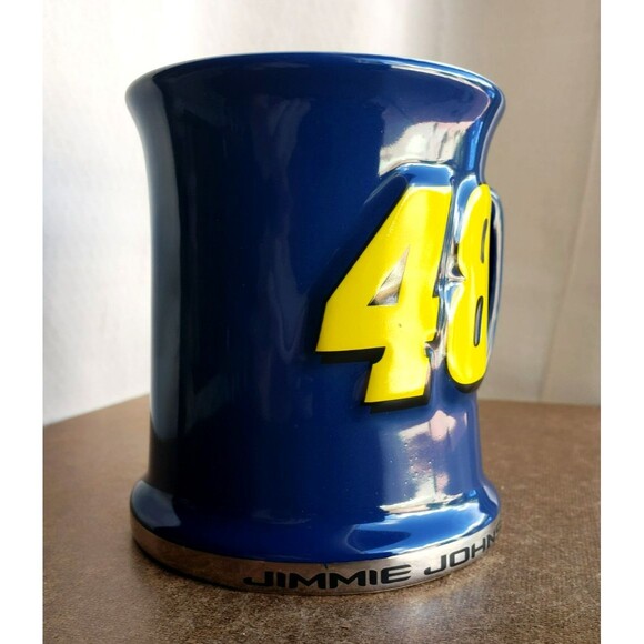 2007 JIMMIE JOHNSON #48 Blue RELIEF CERAMIC MUG 15 oz NASCAR Racing Team NEW NOS - Picture 4 of 16